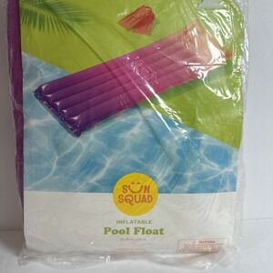 Sun Squad Inflatable‎ Pool Float Built-in Pillow 5ft 7 1/2 in long Multi Color